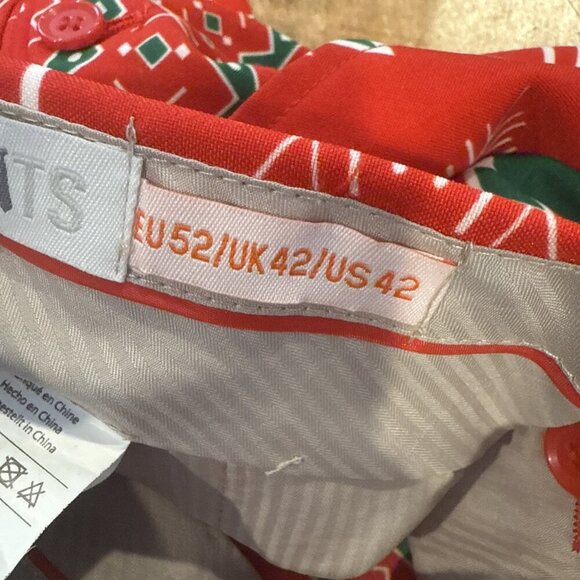 OppoSuits Mens Dress Pants 32 Red Nordic Noel Fair Isle Slim Christmas Santa - Picture 11 of 12